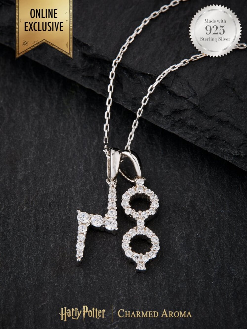 Harry Potter Glasses and Scar Necklace, 925 Sterling Silver